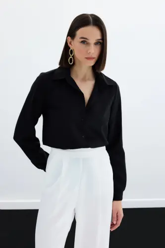 Plain Classic Shirt - Black - 4