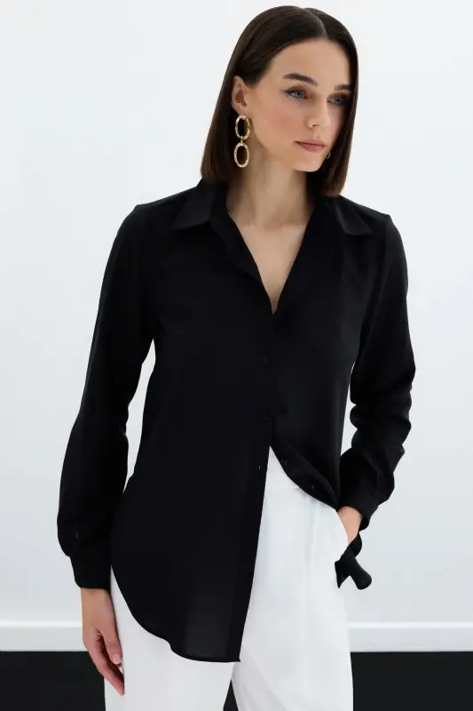 Plain Classic Shirt - Black - 5
