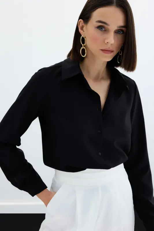 Plain Classic Shirt - Black - 6