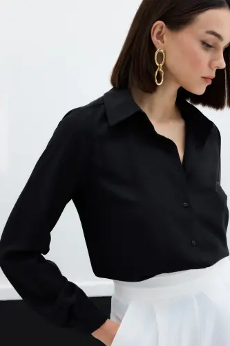 Plain Classic Shirt - Black - 7
