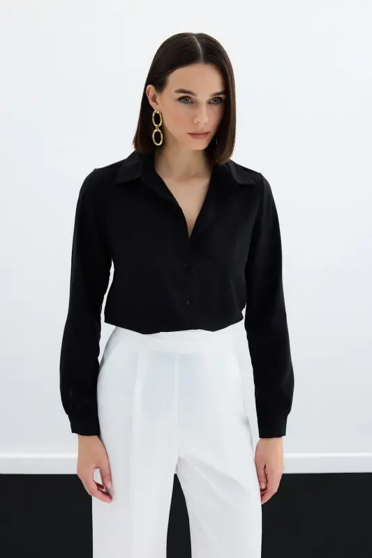 Plain Classic Shirt - Black - 2