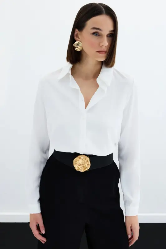 Plain Classic Shirt - Ecru - 4