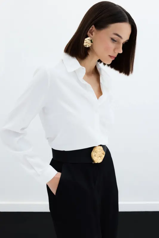 Plain Classic Shirt - Ecru - 7