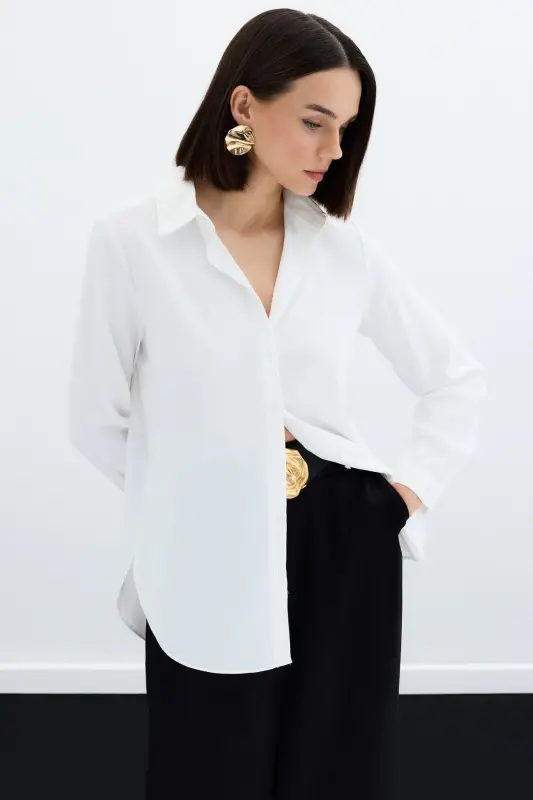 Plain Classic Shirt - Ecru - 1