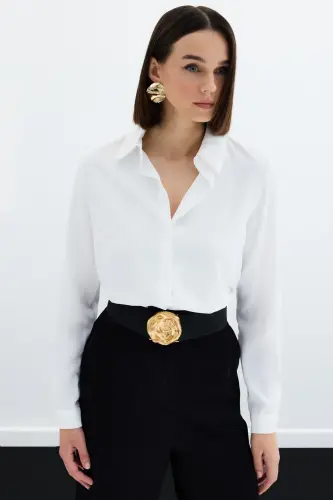 Plain Classic Shirt - Ecru - 4