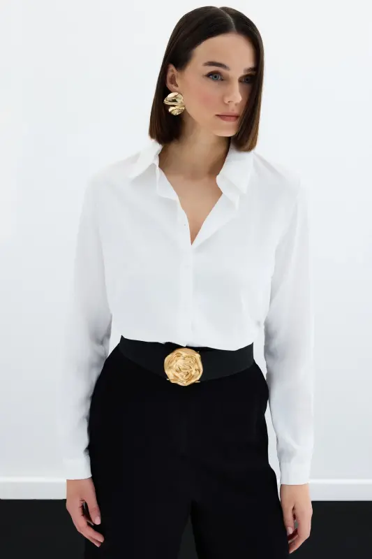 Plain Classic Shirt - Ecru - 4