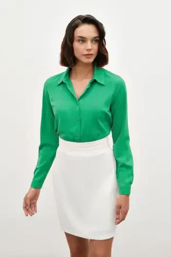 Plain Classic Shirt - Green - Sateen (1)
