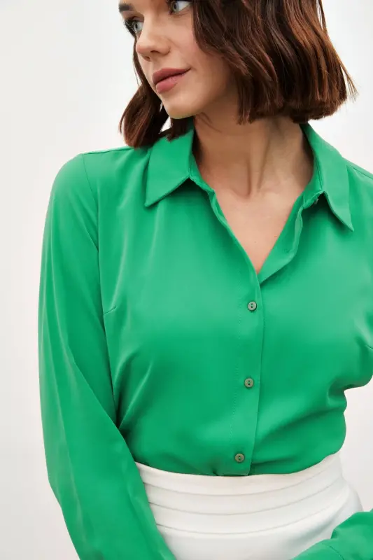 Plain Classic Shirt - Green - GREEN - 3
