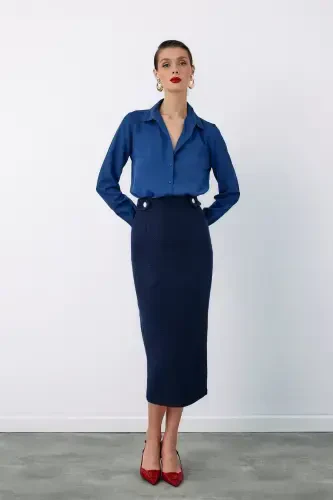 Plain Classic Shirt - NAVY-NAVY - 4