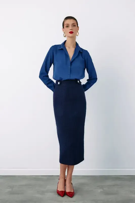 Plain Classic Shirt - NAVY-NAVY - 4