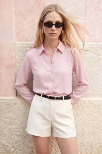 Plain Classic Shirt - Pink - Pink - 3