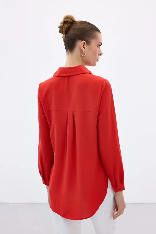 Plain Classic Shirt - Red-RED - 8