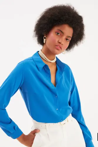 Plain Classic Shirt - Sax Blue - SAX BLUE 