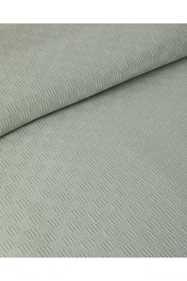 Plain Cotton Double Bedspread Green - 2