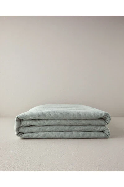 Plain Cotton Double Bedspread Green - 3