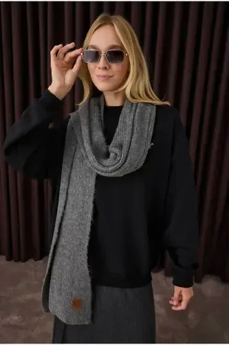 Plain Knit Scarf Anthracite - HEQA (1)