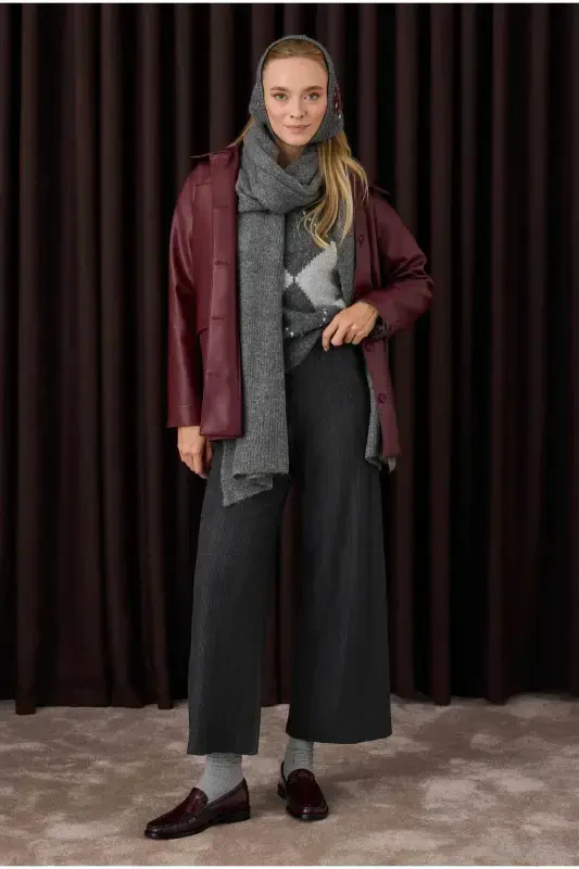 Plain Knit Scarf Anthracite - 3