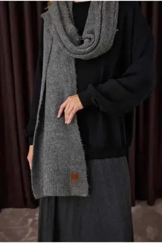 Plain Knit Scarf Anthracite - 5