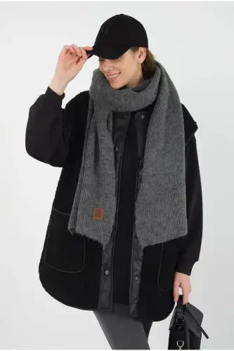 Plain Knit Scarf Anthracite - 7