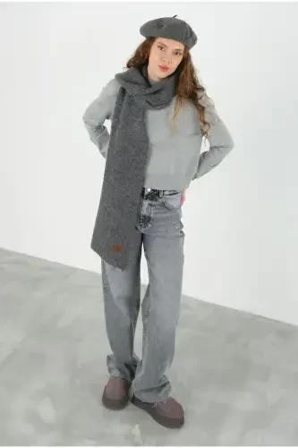 Plain Knit Scarf Anthracite - 8