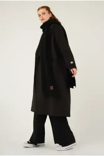 Plain Knit Scarf Black-black - 1