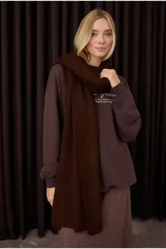 Plain Knit Scarf Coffee - HEQA (1)