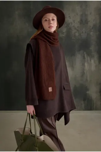 Plain Knit Scarf Coffee 