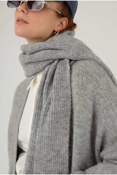 Plain Knit Scarf Grey - 1