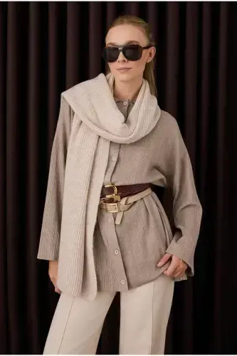 Plain Knit Scarf Light Stone-Light Stone - 1