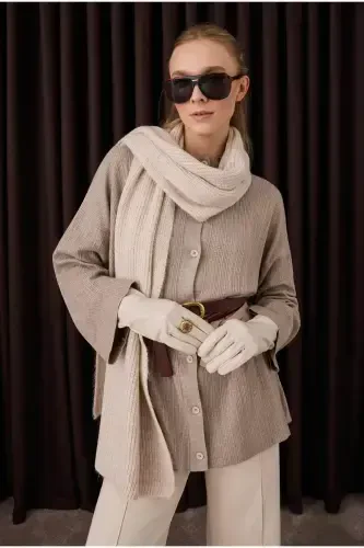 Plain Knit Scarf Light Stone-Light Stone - 3