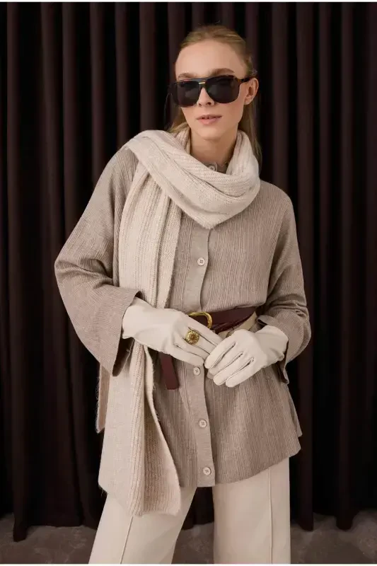 Plain Knit Scarf Light Stone-Light Stone - 3