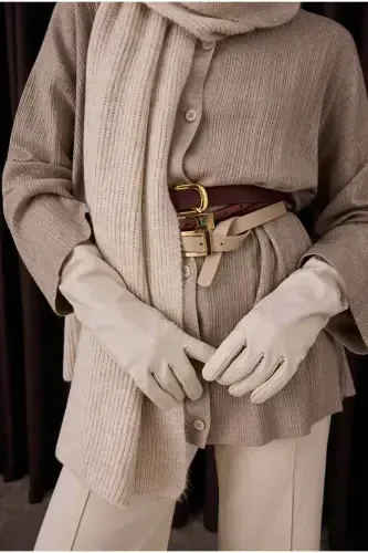 Plain Knit Scarf Light Stone-Light Stone - 4