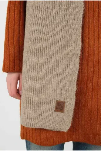 Plain Knit Scarf Light Visone-visone - 4