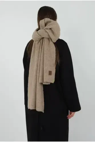 Plain Knit Scarf Light Visone-visone - 5