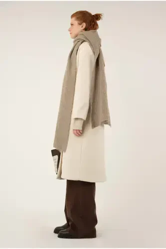 Plain Knit Scarf Light Visone-visone - 7