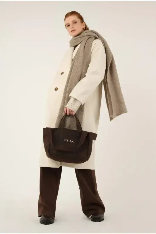 Plain Knit Scarf Light Visone-visone - 8