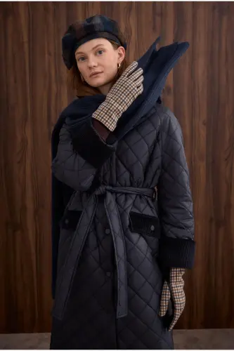 Plain Knit Scarf Navy-Navy - 3