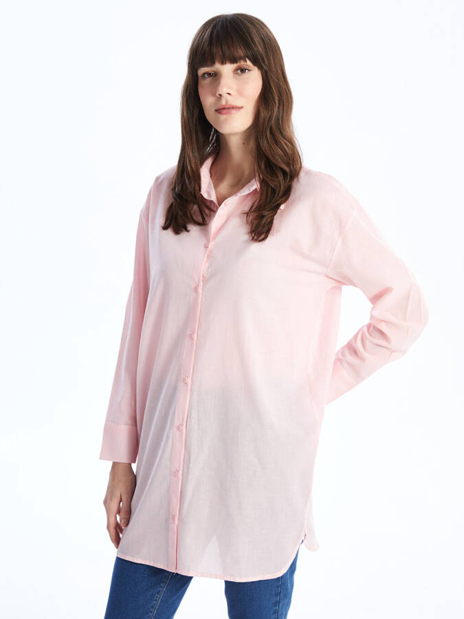 Plain Long Sleeve Oversized Women's Shirt Tunic - 8