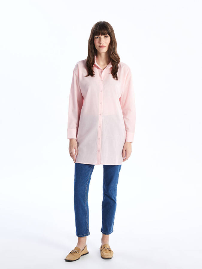 Plain Long Sleeve Oversized Women's Shirt Tunic - 10