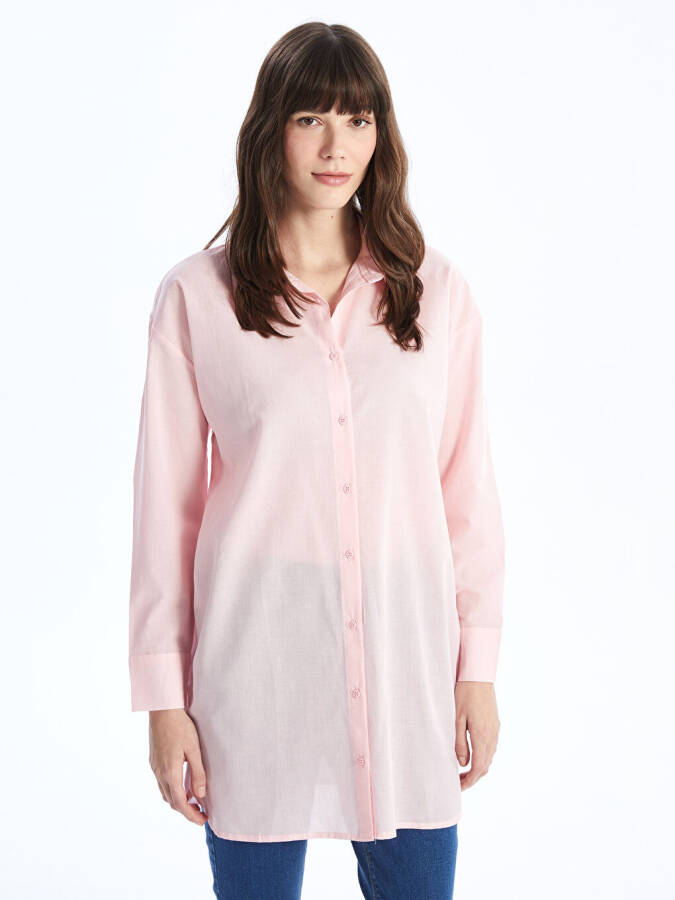 Plain Long Sleeve Oversized Women's Shirt Tunic - 2