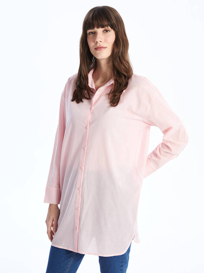 Plain Long Sleeve Oversized Women's Shirt Tunic - 15