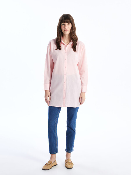 Plain Long Sleeve Oversized Women's Shirt Tunic - 17