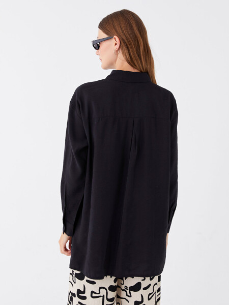 Plain Long Sleeve Oversized Women's Shirt Tunic - 5