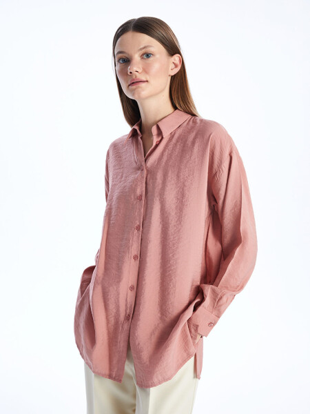 Plain Long Sleeve Oversized Women's Shirt Tunic - 8