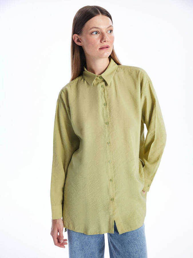 Plain Long Sleeve Oversized Women's Shirt Tunic - 8