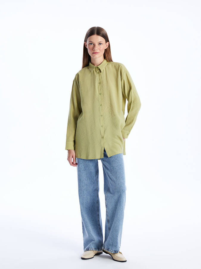 Plain Long Sleeve Oversized Women's Shirt Tunic - 9