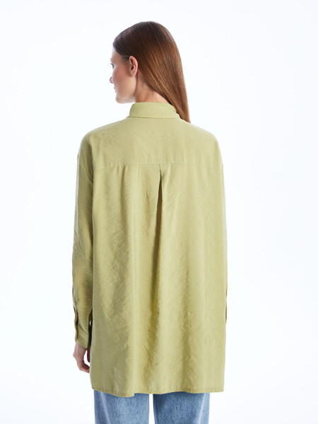 Plain Long Sleeve Oversized Women's Shirt Tunic - 12