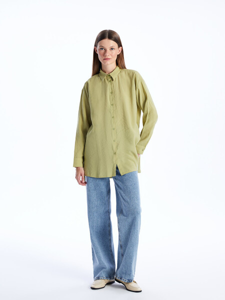 Plain Long Sleeve Oversized Women's Shirt Tunic - 16