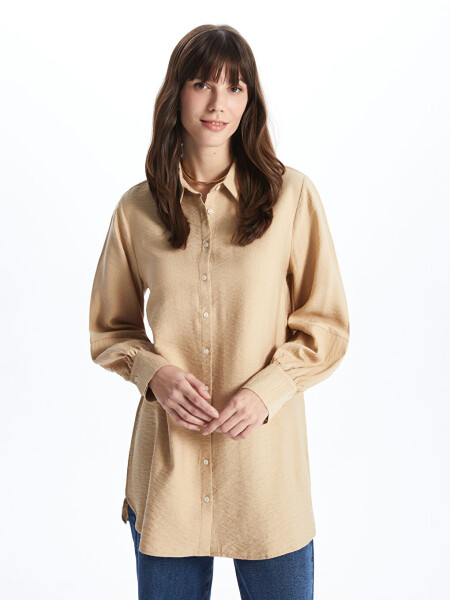 Plain Long Sleeve Women's Shirt Tunic - 8