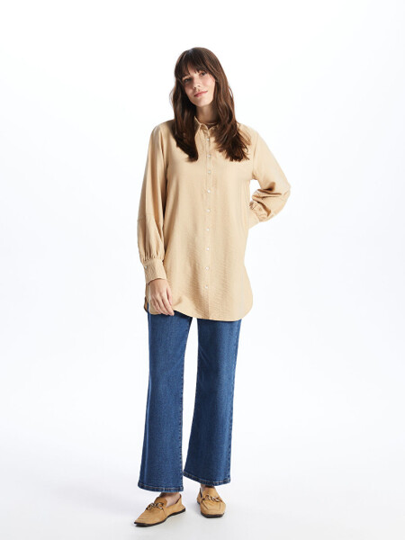 Plain Long Sleeve Women's Shirt Tunic - 3